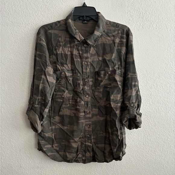 Social Standard by Sanctuary Ladies Tencel Boyfriend Shirt Camo M - Picture 4 of 12